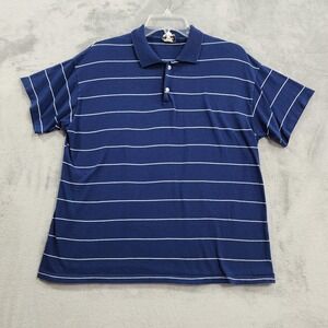 Vintage Coyote Polo Mens XL Blue Striped Short Sleeve Made In USA Preppy Mod